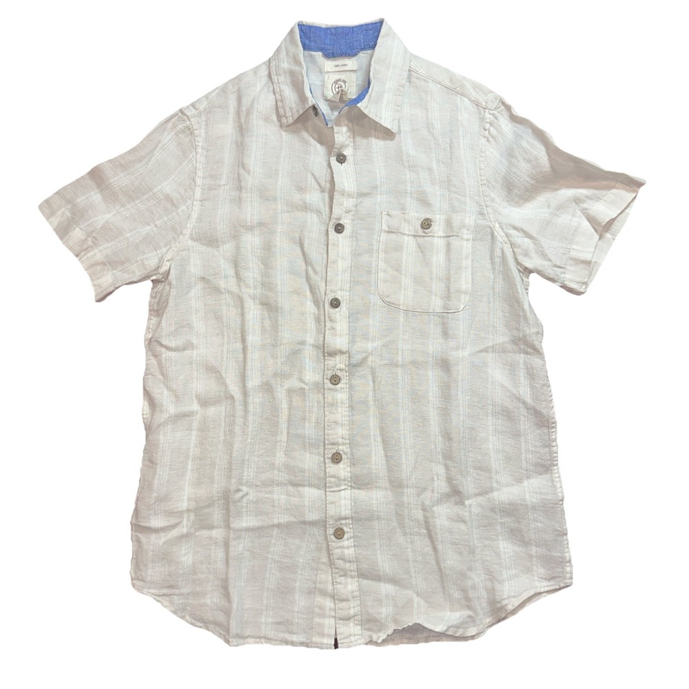 Panama‎ Jack Beige Linen Short Sleeve Button-Up Shirt Men's S Casual Lightweight